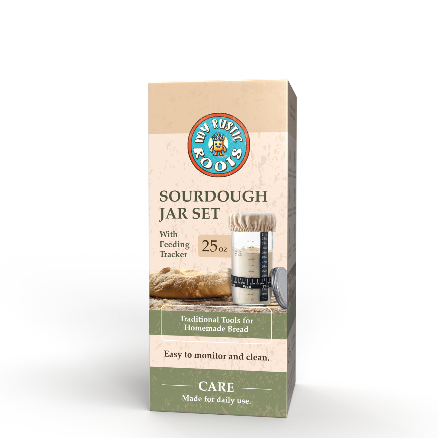 Sourdough Starter Jar Kit – 34 oz with free bag of starter included