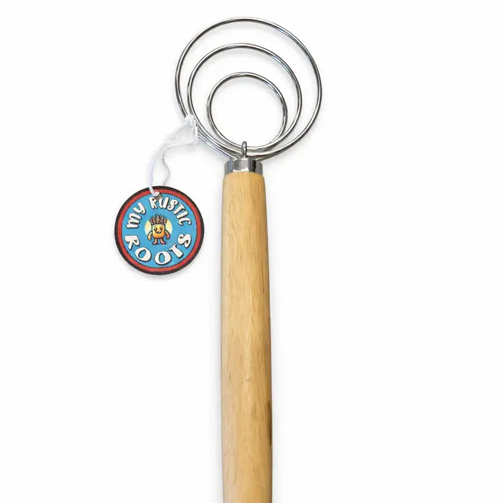 13" Danish Dough Whisk with Wood Handle - Large Loop
