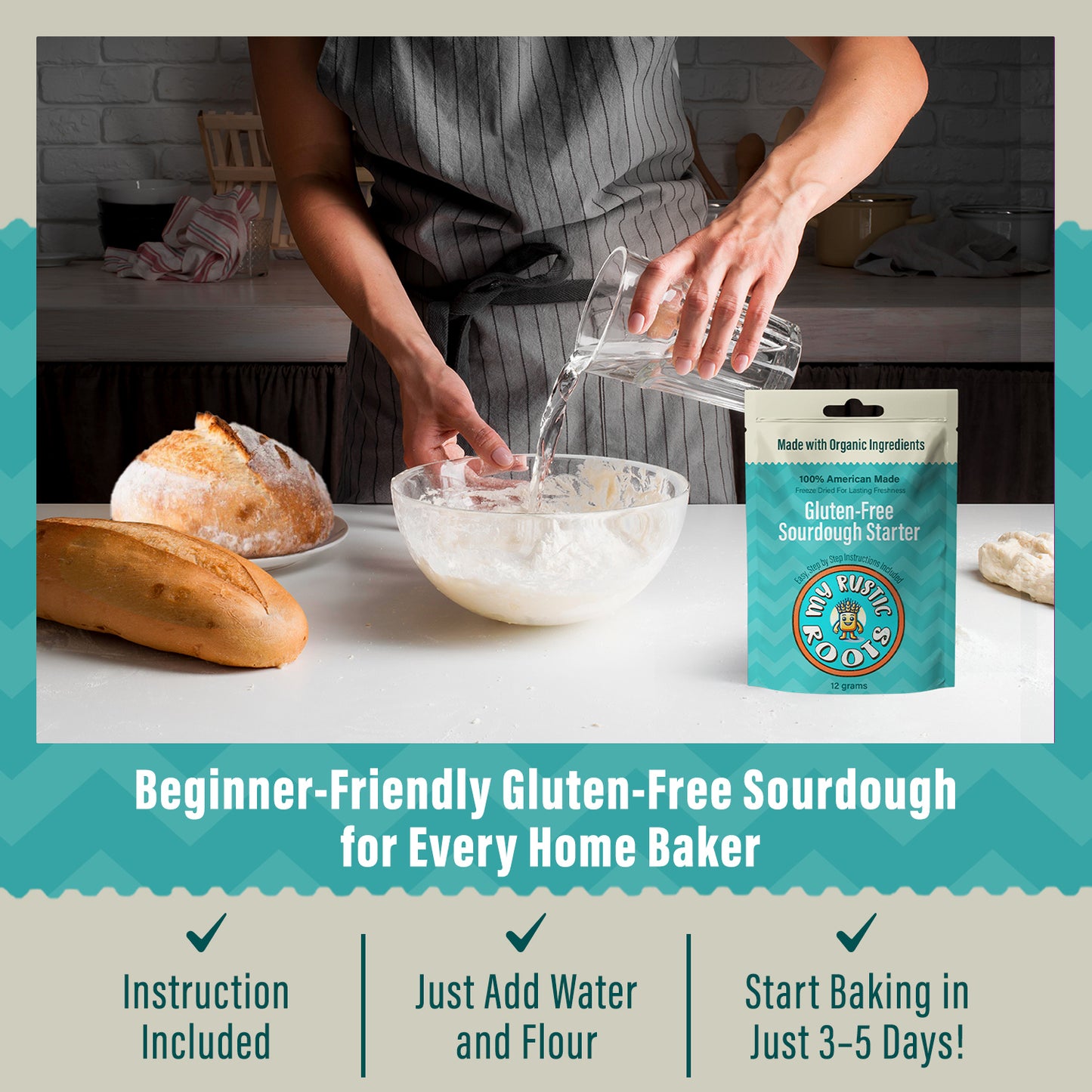 Organic, Non GMO GLUTEN FREE Sourdough Starter 12 gram.