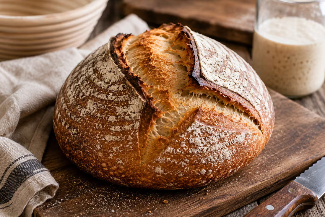 San Francisco style sourdough bread loaf with crispy crust and artisan texture