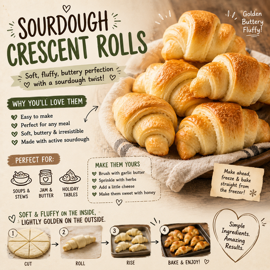 Soft & Buttery Sourdough Crescent Rolls