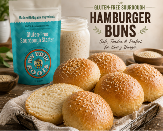 Soft Gluten-Free Sourdough Hamburger Buns
