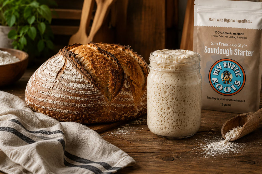 artisan sourdough bread with active sourdough starter culture