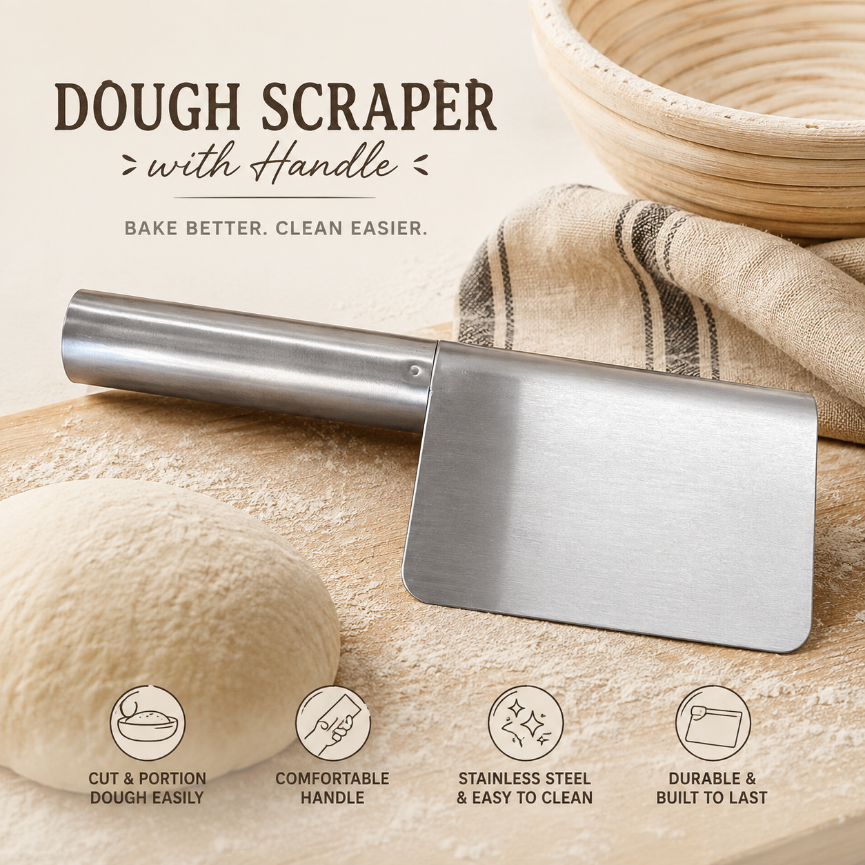 Dough Scraper w/ handle (dented) Clearance special