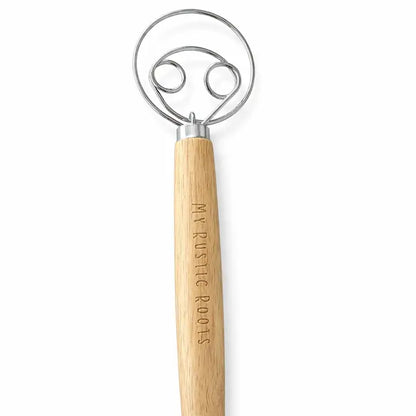 My Rustic Roots -13" Danish Dough Whisk with Wood Handle