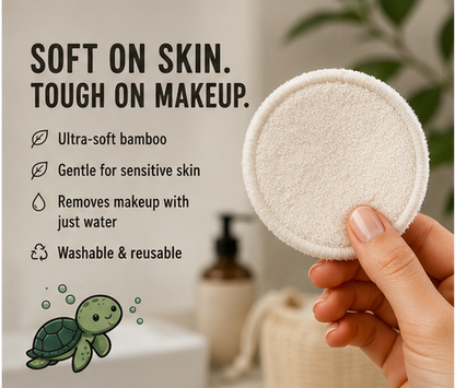 Reusable Makeup Pads — Organic Cotton & Bamboo, Washable (20