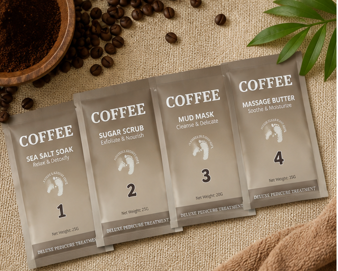 4 Step Complete Spa Quality Pedicure Packs - COFFEE
