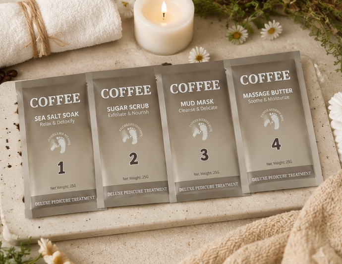 4 Step Complete Spa Quality Pedicure Packs - COFFEE