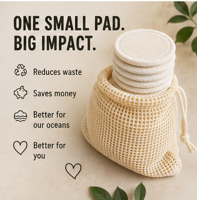 Reusable Makeup Pads — Organic Cotton & Bamboo, Washable (20