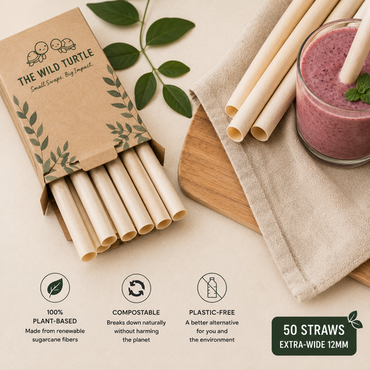Boba Straws — Wide, Compostable, Sugarcane Fiber (50-Count)