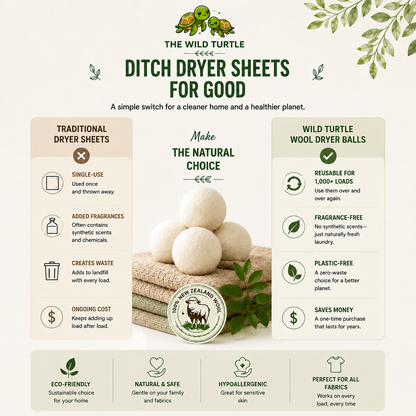 Wool Dryer Balls — Natural Fabric Softener, Dryer Sheet Replacement (6-Pack)