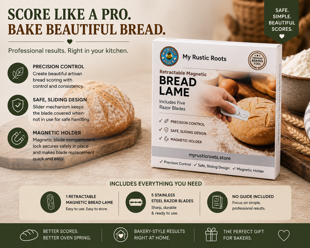 White Magnetic Retractable Bread Lame  & 5 Razor Blades | Artisan Bread Scoring Tool