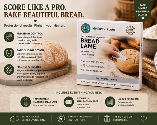 White Magnetic Retractable Bread Lame  & 5 Razor Blades | Artisan Bread Scoring Tool