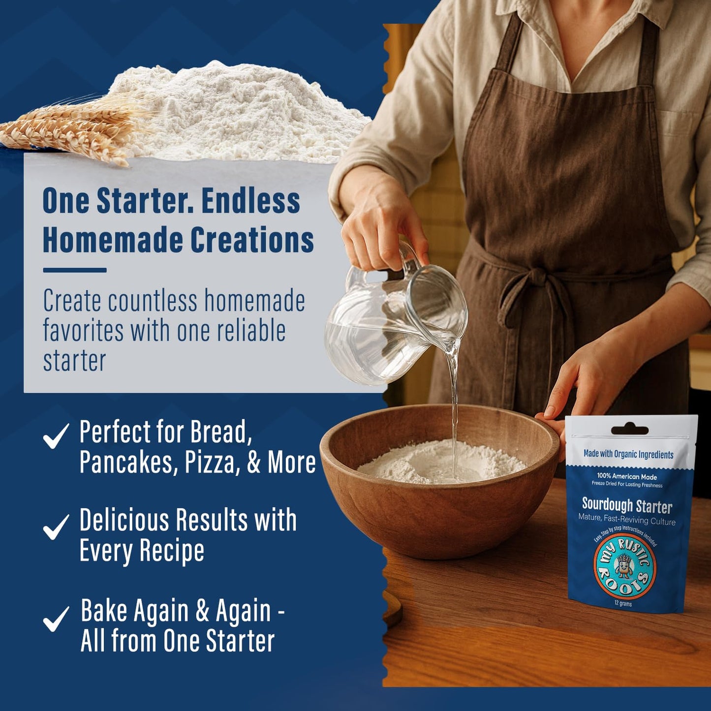 Organic, Non GMO Mature Sourdough Starter 12 grams