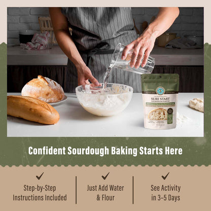 MY RUSTIC ROOTS Sure Start Gluten Free Sourdough Starter Culture - All Natural Fail-Proof Sourdough Bread Starter - Beginner Friendly - Perfect for Baking Homemade Artisan Bread, Pizza & More - 12g