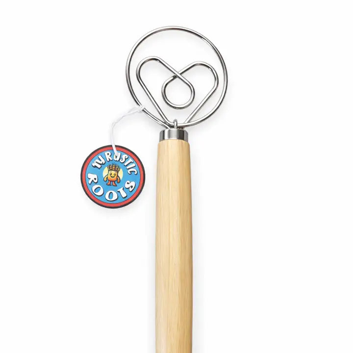 13" Danish Dough Whisk with Wood Handle - Heart