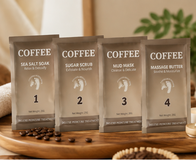 4 Step Complete Spa Quality Pedicure Packs - COFFEE