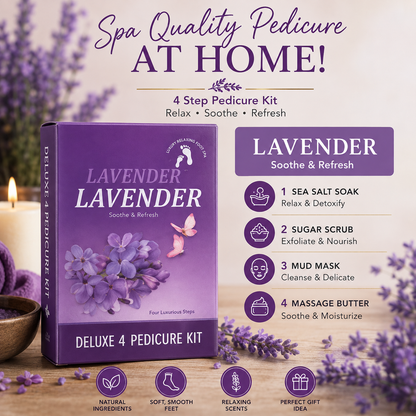 4 Step Complete Spa Quality Pedicure Packs - LAVENDER