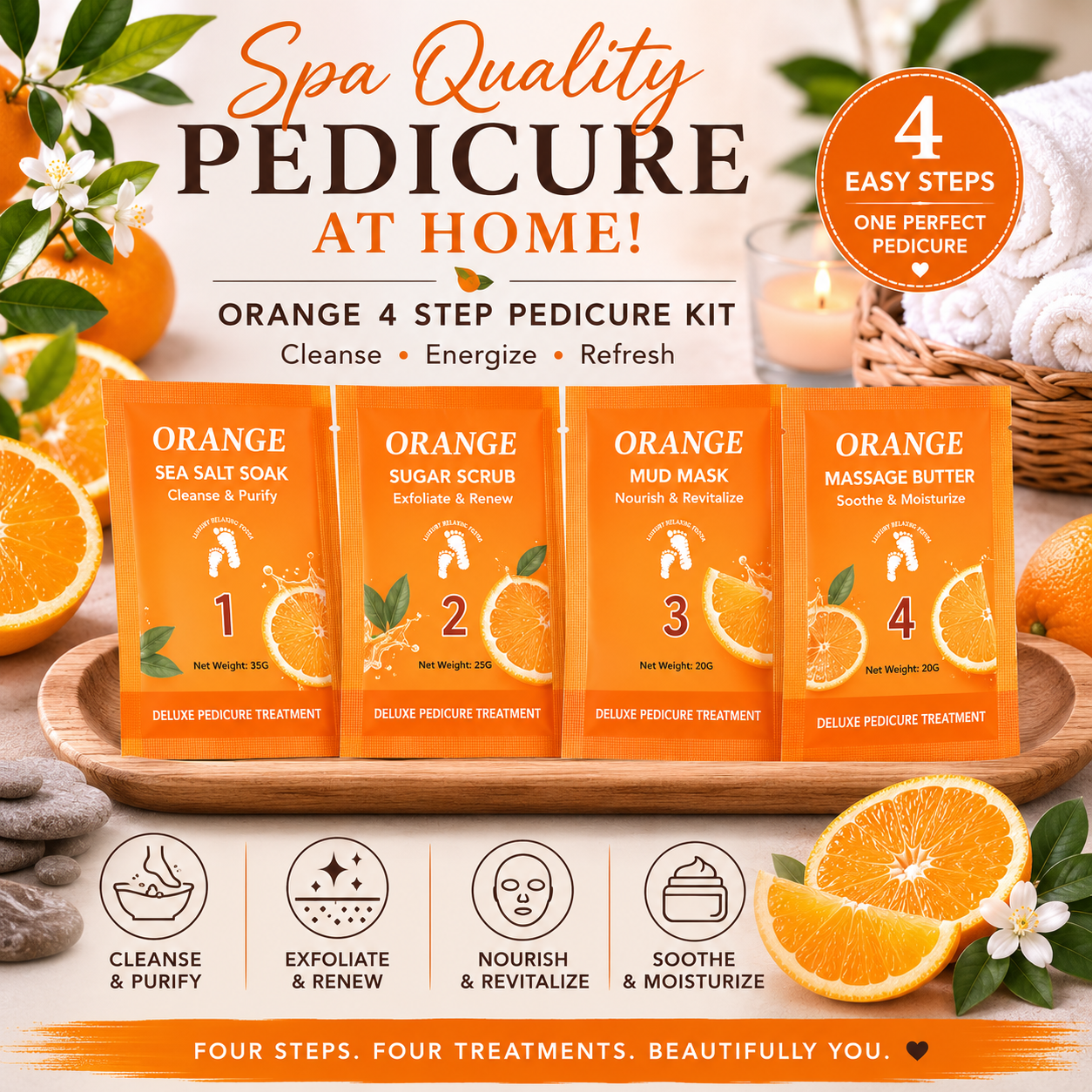 Orange 4-Step Deluxe Pedicure Treatment
