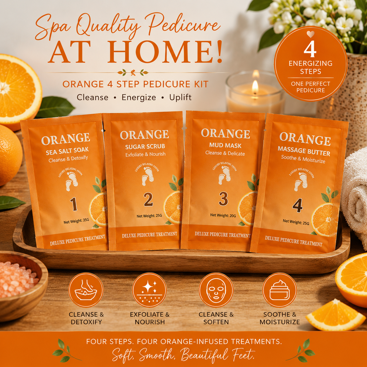 Orange 4-Step Deluxe Pedicure Treatment