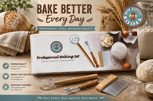 Professional Baking Set Dough Whisk, Bread Lame, & Scraper