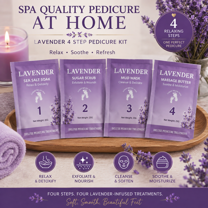 4 Step Complete Spa Quality Pedicure Packs - LAVENDER