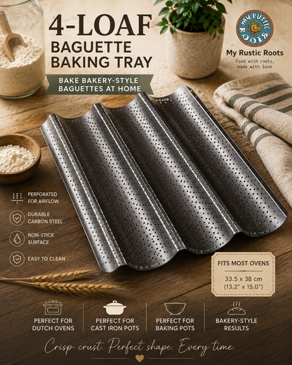 4-Loaf Baguette Baking Tray Non Stick