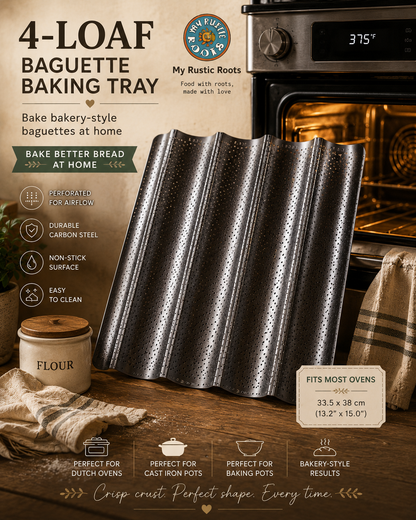 4-Loaf Baguette Baking Tray Non Stick