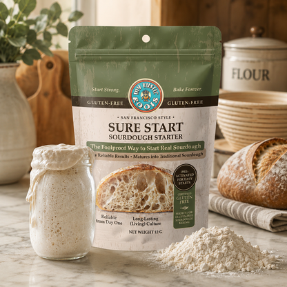 MY RUSTIC ROOTS Sure Start Gluten Free Sourdough Starter Culture - All Natural Fail-Proof Sourdough Bread Starter - Beginner Friendly - Perfect for Baking Homemade Artisan Bread, Pizza & More - 12g