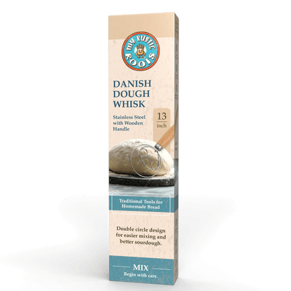 Box of Danish dough whisk with bread illustration on a white background