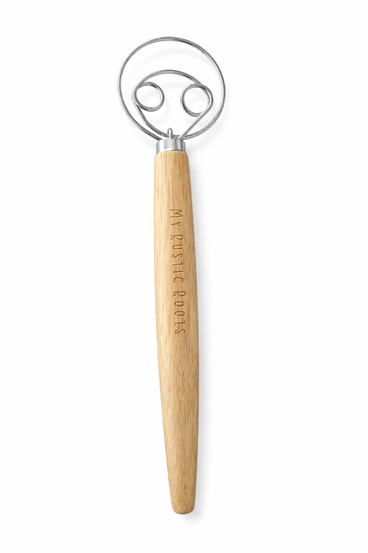 My Rustic Roots- 13'' Wooden handle double loop whisk