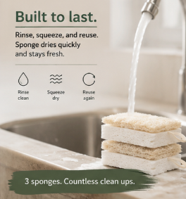 Loofah Cellulose Kitchen Sponge 3 Pack