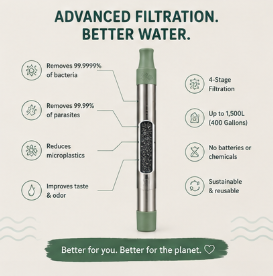 The Wild Turtle Stainless Steel Personal Water Filter Straw