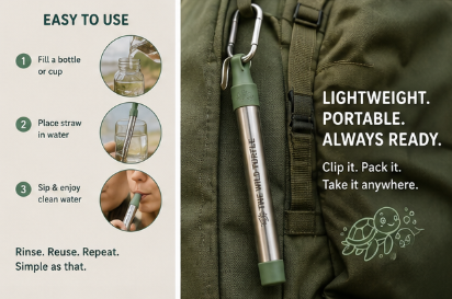 The Wild Turtle Stainless Steel Personal Water Filter Straw