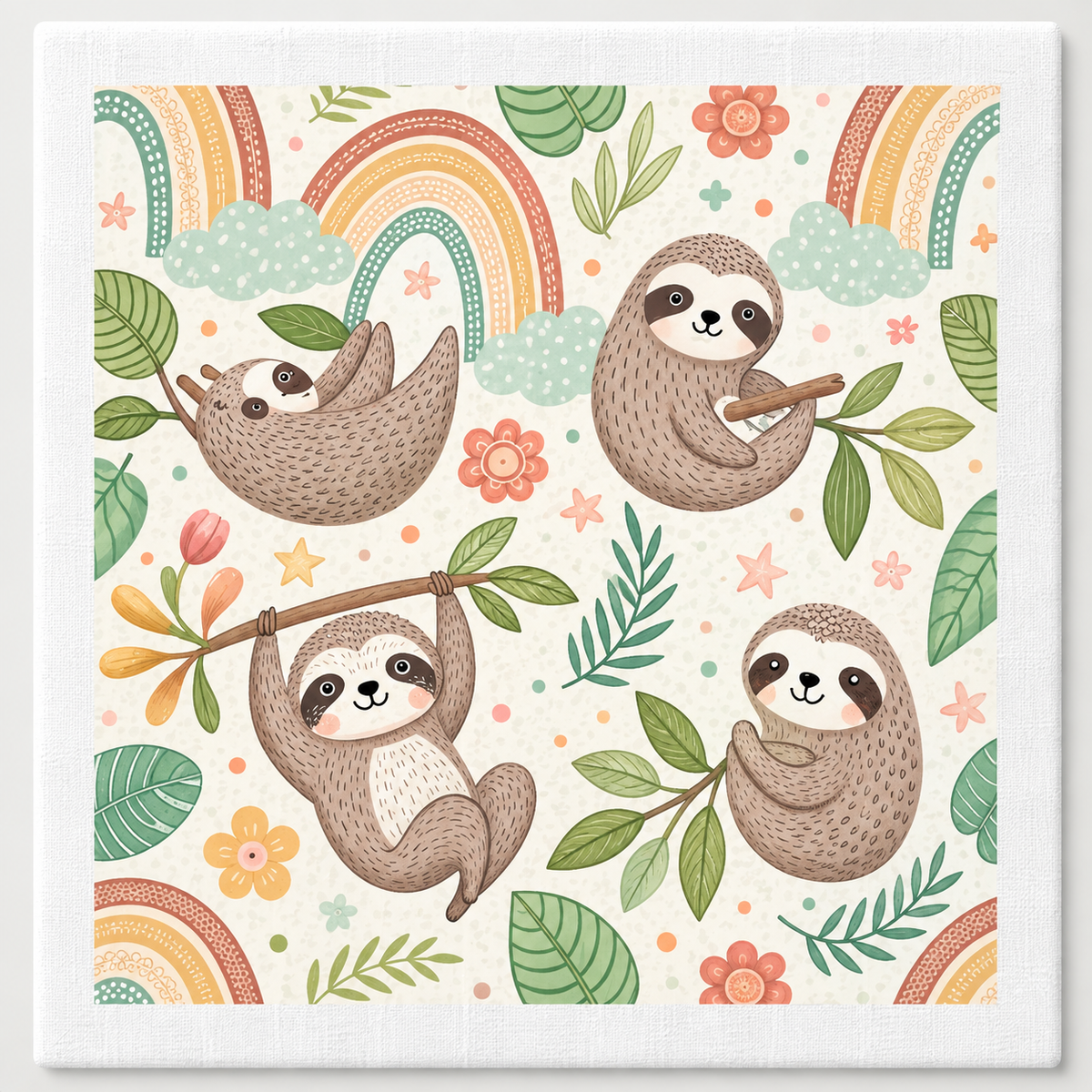 Sloths and Rainbows Swedish dishcloth by My Rustic Roots