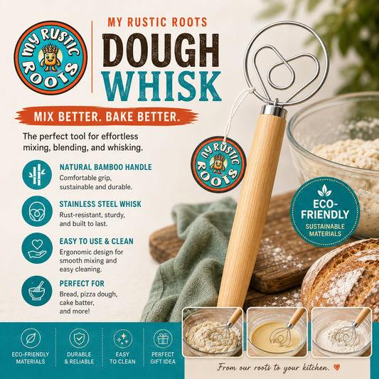 13" Danish Dough Whisk with Wood Handle Heart