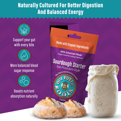 Organic Non-GMO, Freeze Dried, Sourdough Starter. 12 grams. SAN FRANCISCO STYLE