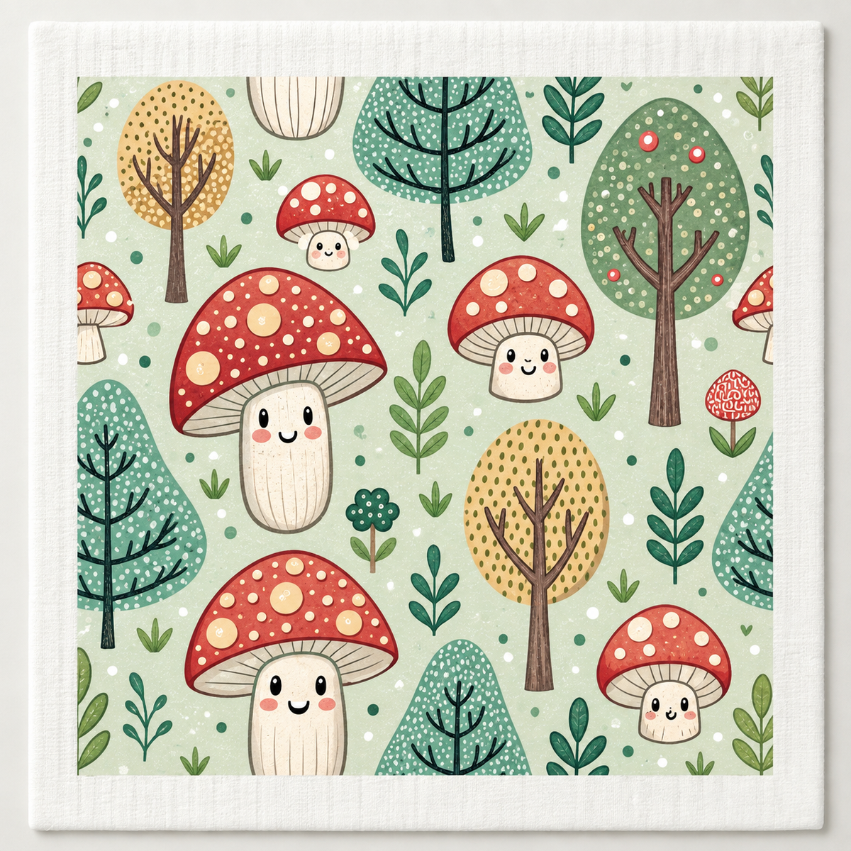 Woodland Mushrooms Swedish dishcloth by My Rustic Roots