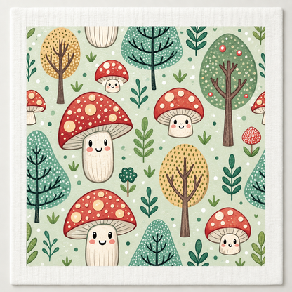 Woodland Mushrooms Swedish dishcloth by My Rustic Roots