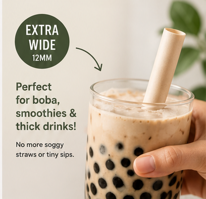 Boba Straws — Wide, Compostable, Sugarcane Fiber (50-Count)