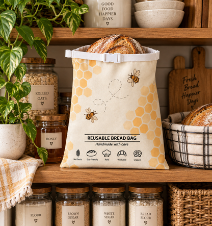 Honeycomb & Honeybees Reusable Bread Bag.