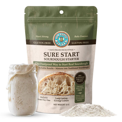 MY RUSTIC ROOTS Sure Start Gluten Free Sourdough Starter Culture - All Natural Fail-Proof Sourdough Bread Starter - Beginner Friendly - Perfect for Baking Homemade Artisan Bread, Pizza & More - 12g