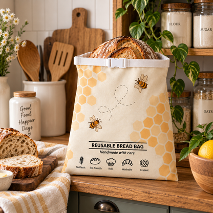 Honeycomb & Honeybees Reusable Bread Bag.