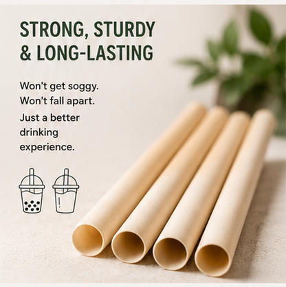 Boba Straws — Wide, Compostable, Sugarcane Fiber (50-Count)