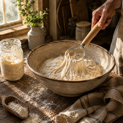 13" Danish Dough Whisk with Wood Handle - Large Loop